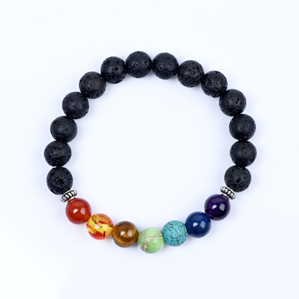 Black Lava 7 Chakra Bracelet
